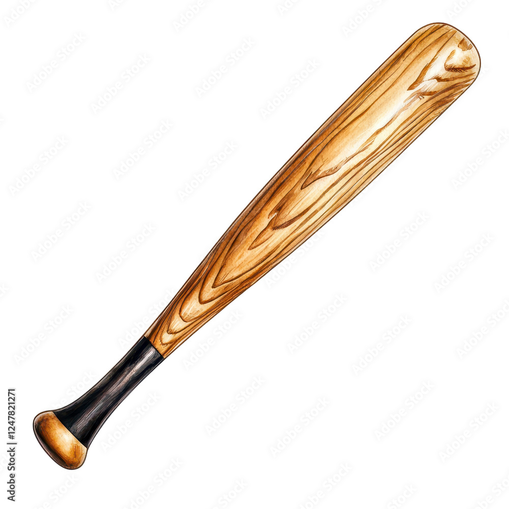 Wooden Baseball Bat Isolated on White Background with Details Wooden Baseball Bat Isolated on White Background with Details