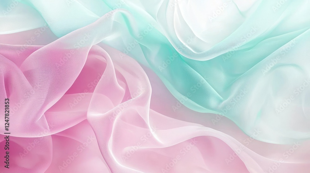 Obraz premium Fluid Fabric Fantasy in Teal and Magenta Ribbons - Ultra-Detailed Luminous Background Cinematic Image