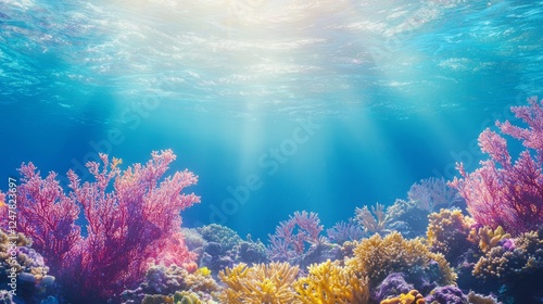Wallpaper Mural Enchanting Underwater Surrealism: Swirling Color Streaks of Coral Reefs - Cinematic Ultra-Detailed Image with Softly Blurred Edges Torontodigital.ca