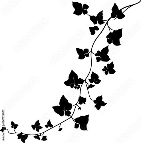 Hanging ivy vine silhouette border