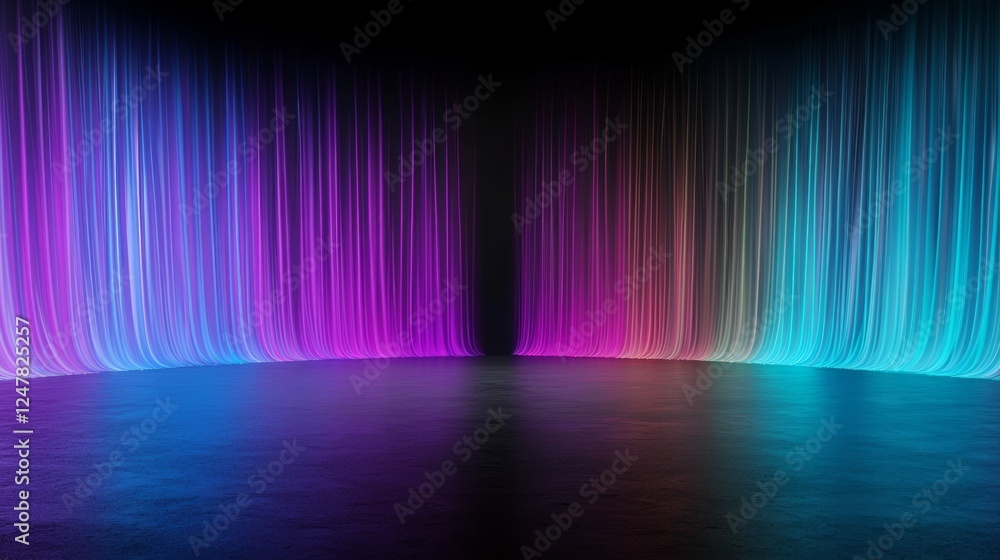 Neon Smoke: Vivid Multi-Hued Wisps on Minimal Black Stage Neon Smoke: Vivid Multi-Hued Wisps on Minimal Black Stage