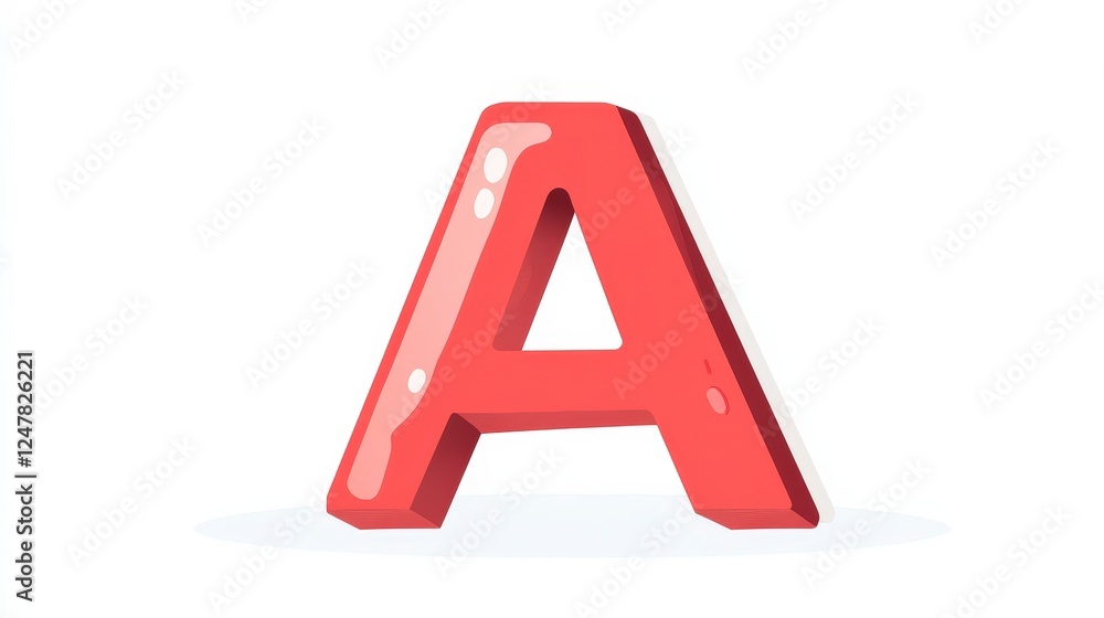 Bright Red Three-Dimensional Letter A on a White Background Bright Red Three-Dimensional Letter A on a White Background