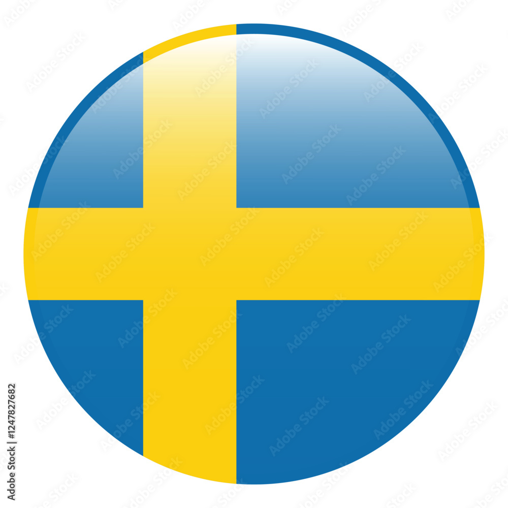 Sweden flag. Sweden circle flag 3d logo icon computer vector illustration design Sweden flag. Sweden circle flag 3d logo icon computer vector illustration design
