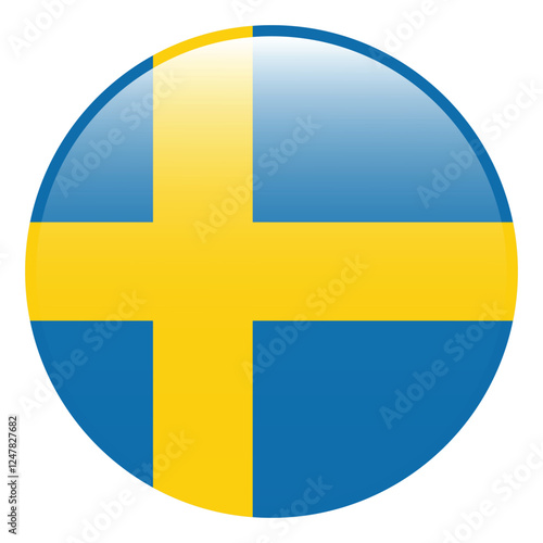 Sweden flag. Sweden circle flag 3d logo icon computer vector illustration design