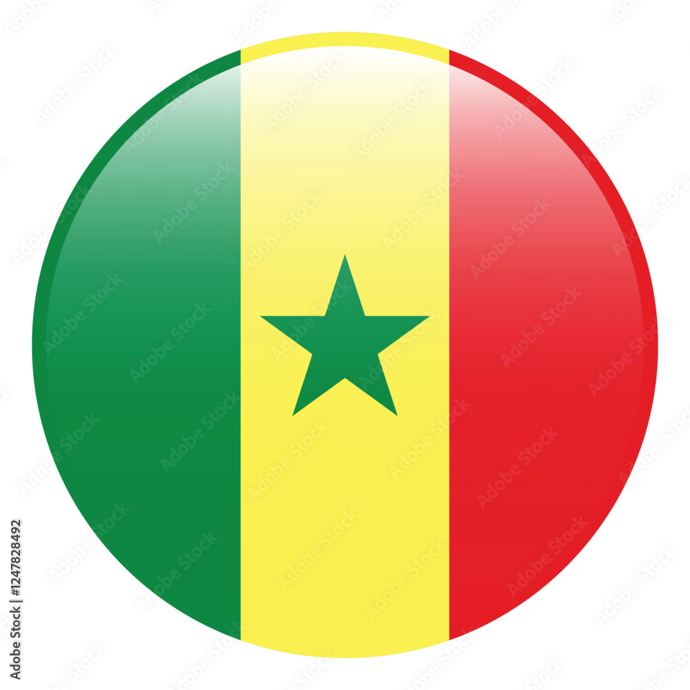 Senegal flag. Senegal circle flag 3d logo icon computer vector illustration design Senegal flag. Senegal circle flag 3d logo icon computer vector illustration design