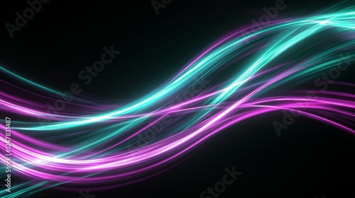 Luminous Pink Wave Illusions on Teal Background - Abstract Dynamic Cinematic Motion in Ultra-Detailed Image