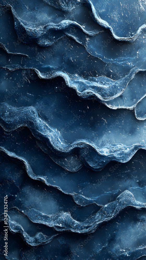 Obraz premium Blue Abstract Layers: Wavy Fluid Design with Depth and Organic Patterns, Smooth Texture, Artistic Oceanic Waves, Modern Minimalist Aesthetics for a Calming Visual Wallpaper Experience