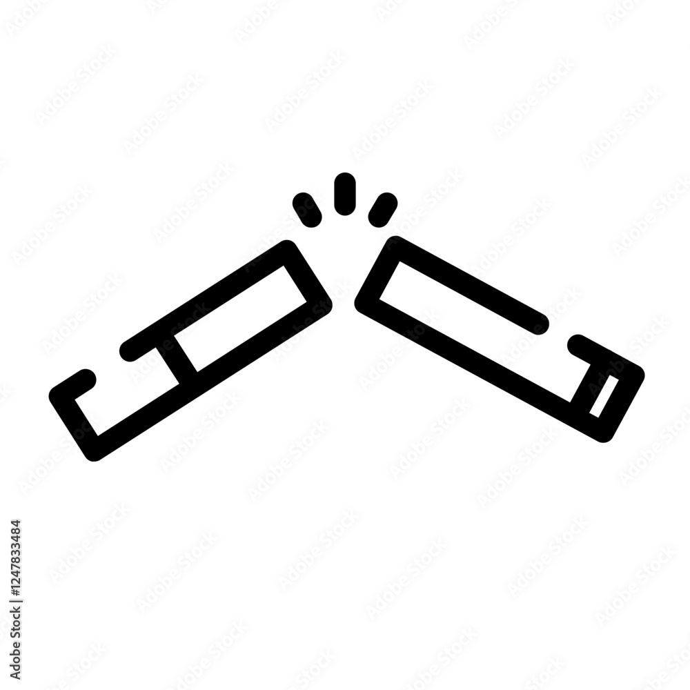 broken cigarette cut line icon broken cigarette cut line icon