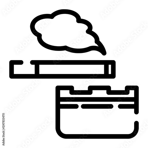 cigarettes and ashtrays cut line icon