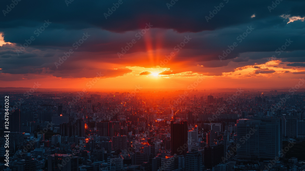city, sunset, lonely, bright city, sunset, lonely, bright