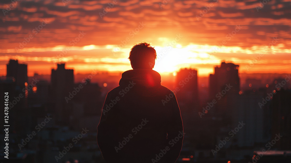 Fototapeta premium city, sunset, lonely, bright 