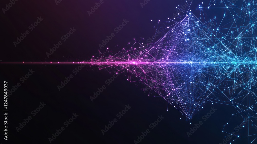 Obraz premium Data stream flowing, digital network, dark background, tech presentation