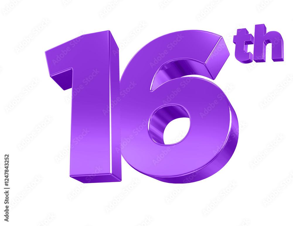 16 Year Anniversary Purple Number 16 Year Anniversary Purple Number
