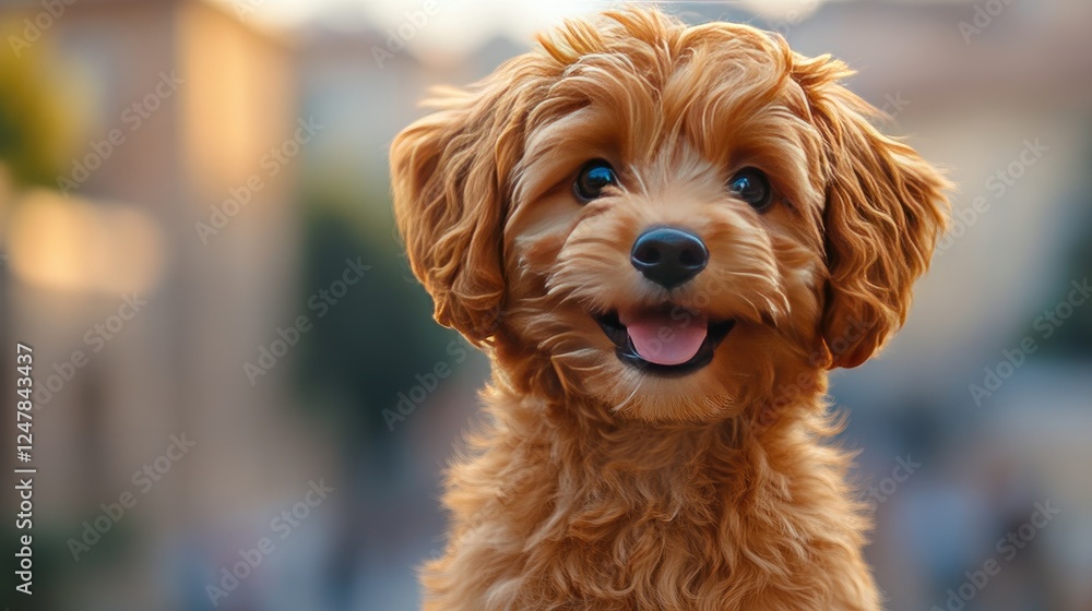 Adorable Fluffy Brown Puppy Dog Smiling Happily Adorable Fluffy Brown Puppy Dog Smiling Happily