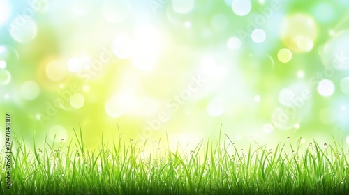 Dewy grass spring bokeh background
