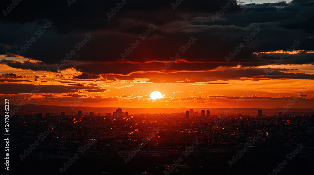 Fototapeta premium city, sunset, lonely, bright 