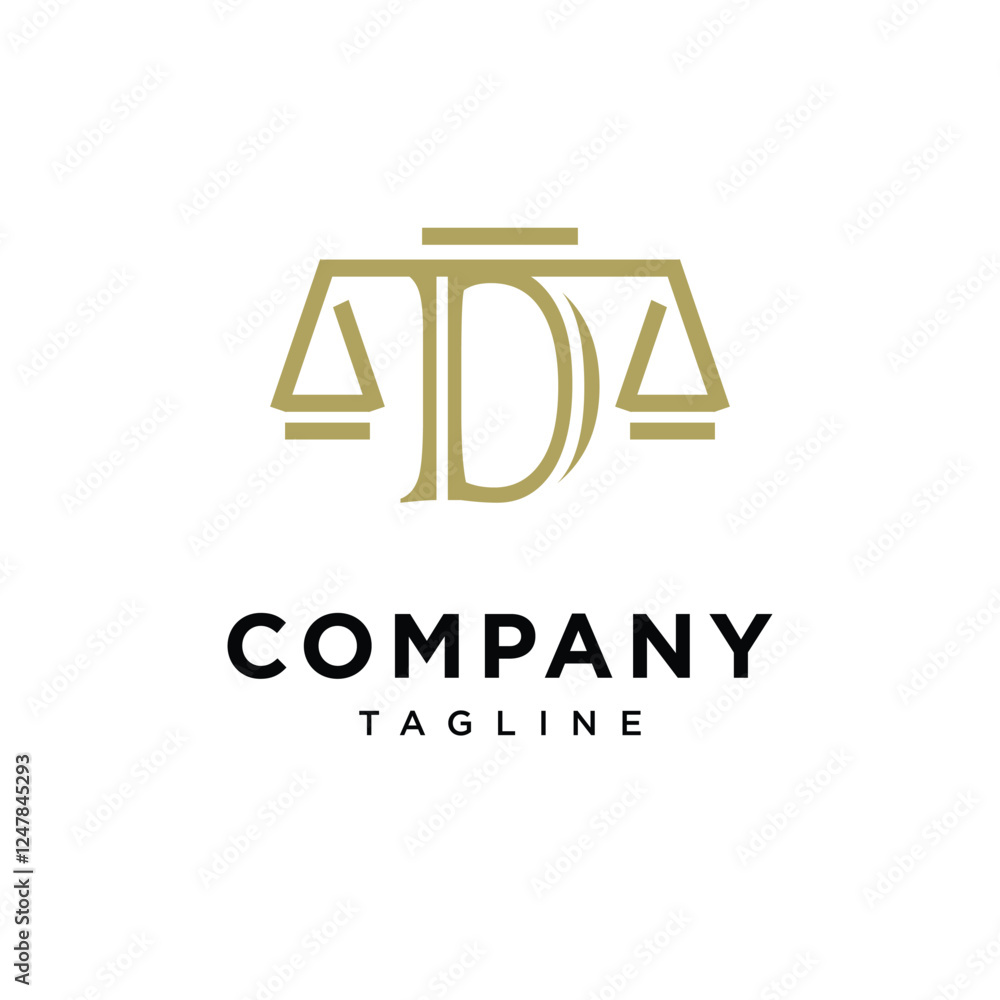 Letter D Justice Scale Logo Icon Vector Letter D Justice Scale Logo Icon Vector