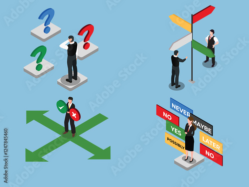 Business Decision-Making and Strategy 3d isometric vector illustration