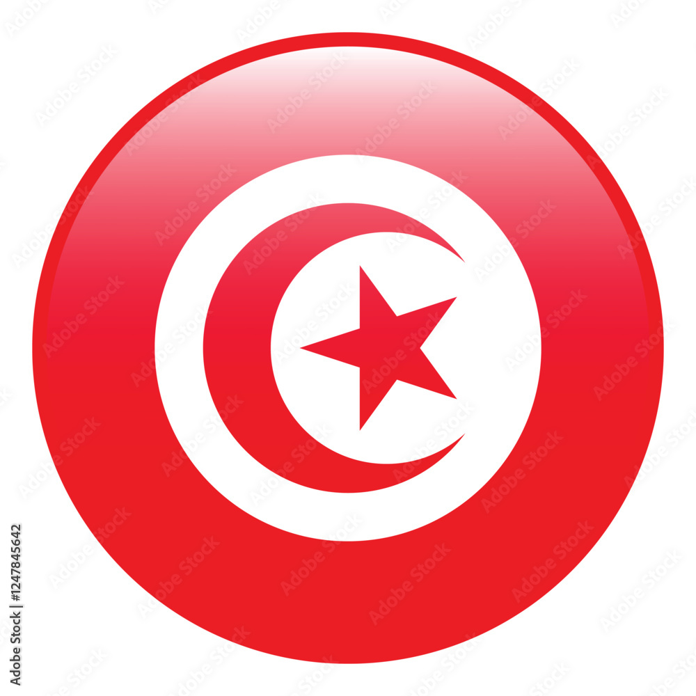Tunisia flag. Tunisia circle flag logo 3d icon computer vector illustration design Tunisia flag. Tunisia circle flag logo 3d icon computer vector illustration design
