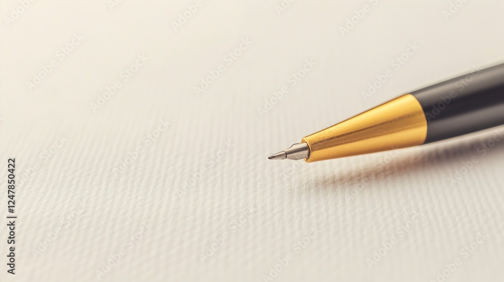 Close-Up of a Black and Gold Ballpoint Pen on White Background Close-Up of a Black and Gold Ballpoint Pen on White Background
