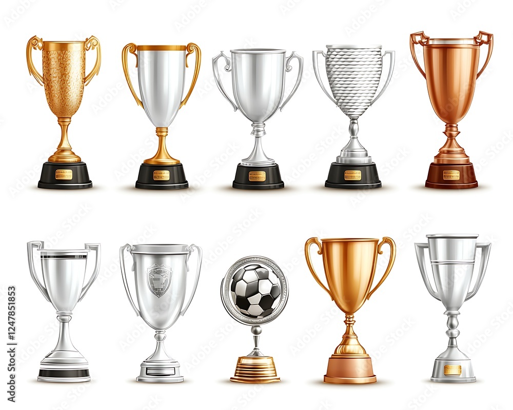 Vector Illustration of Various Trophies on White Background Vector Illustration of Various Trophies on White Background
