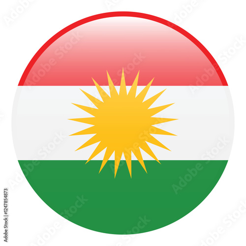 Iraqi Kurdistan flag. Iraqi Kurdistan circle flag 3d logo icon computer vector illustration design photo