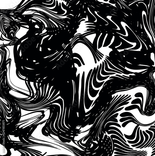 The dense mixed abstraction consists of stripes, spots and dark masses.