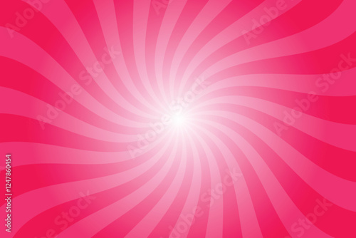 Abstract Folly Red Background with Rays Retro Starburst. Radial Spiral Stripes Hot Pink Backdrop. Vintage Sun Beam Texture. Sun Rays Pattern. Groovy Retro Swirl Burst. Summer Carnival Background.