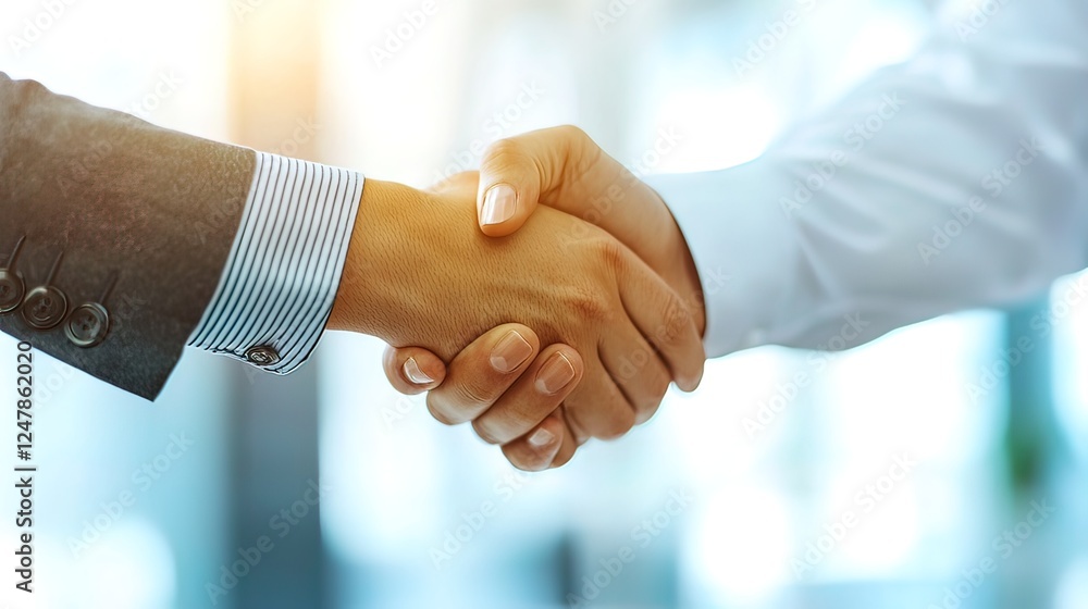 Close-up business handshake. Two business people shake hands in agreement. Close-up business handshake. Two business people shake hands in agreement.