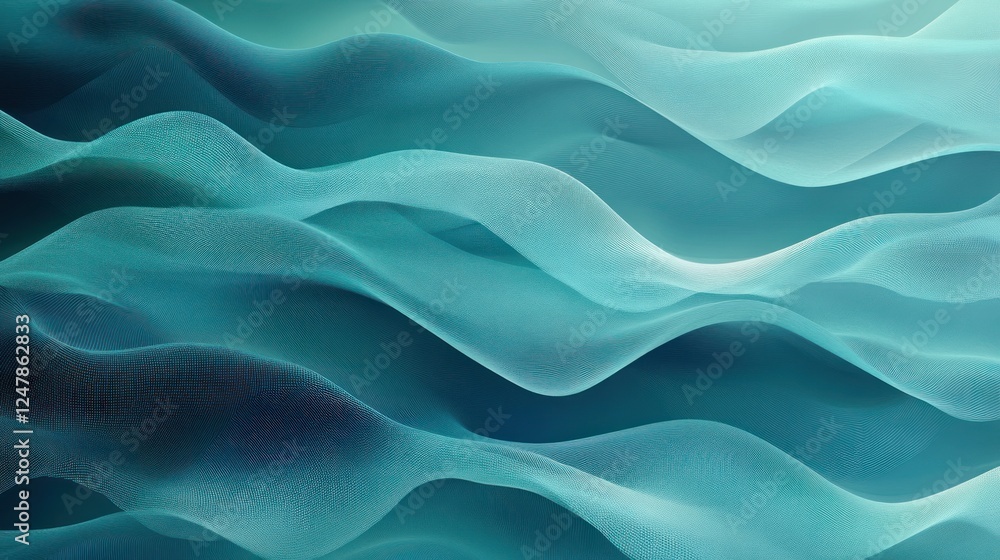 Obraz premium Abstract Turquoise Waves: A Smooth Textured Background with Light and Shadow