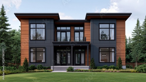 Wallpaper Mural Modern Architectural Design of Stylish House with Green Surroundings Torontodigital.ca