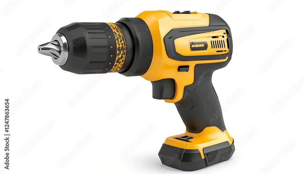Drill Tool Isolated for DIY Projects on White Drill Tool Isolated for DIY Projects on White