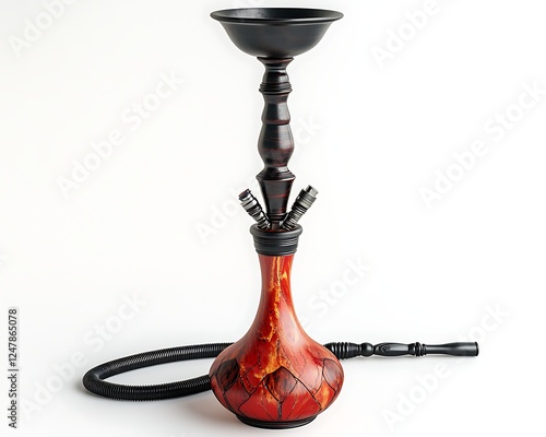 Red hookah on white background