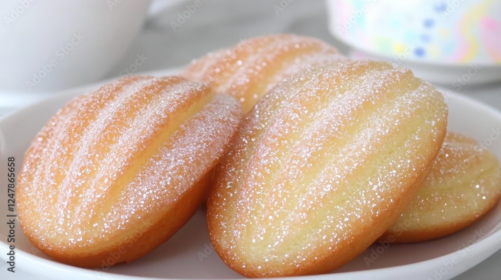 custom made wallpaper toronto digitalSoft, golden madeleines dusted with sugar, beautifully arranged on a white plate, perfect for a sweet treat or afternoon tea.