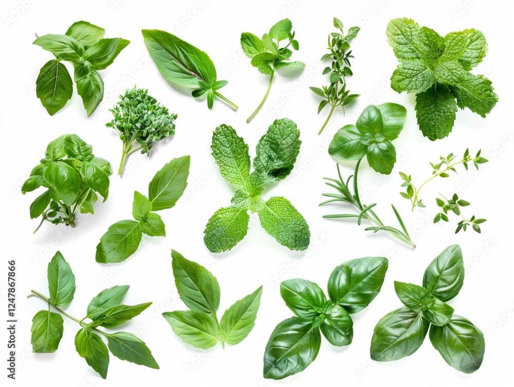 Delicate and fresh herbs such as basil mint Delicate and fresh herbs such as basil mint