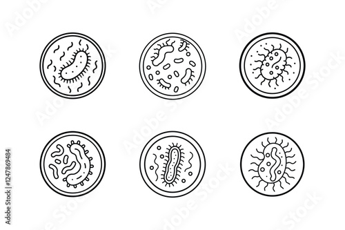 bacteria icon line art vector illustration 
