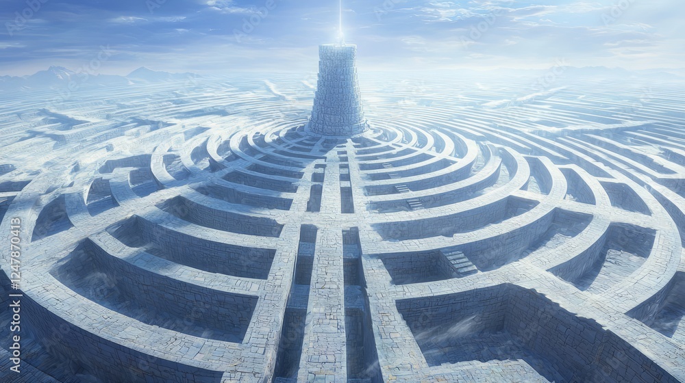 Elevated Walkways in a Vast Labyrinth with a Tower of Light Elevated Walkways in a Vast Labyrinth with a Tower of Light