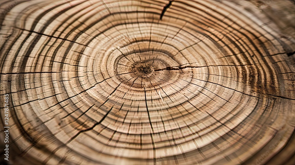 Close-up view of a tree trunk cross-section, showing concentric growth rings. Natural wood grain patterns are prominent. Close-up view of a tree trunk cross-section, showing concentric growth rings. Natural wood grain patterns are prominent.