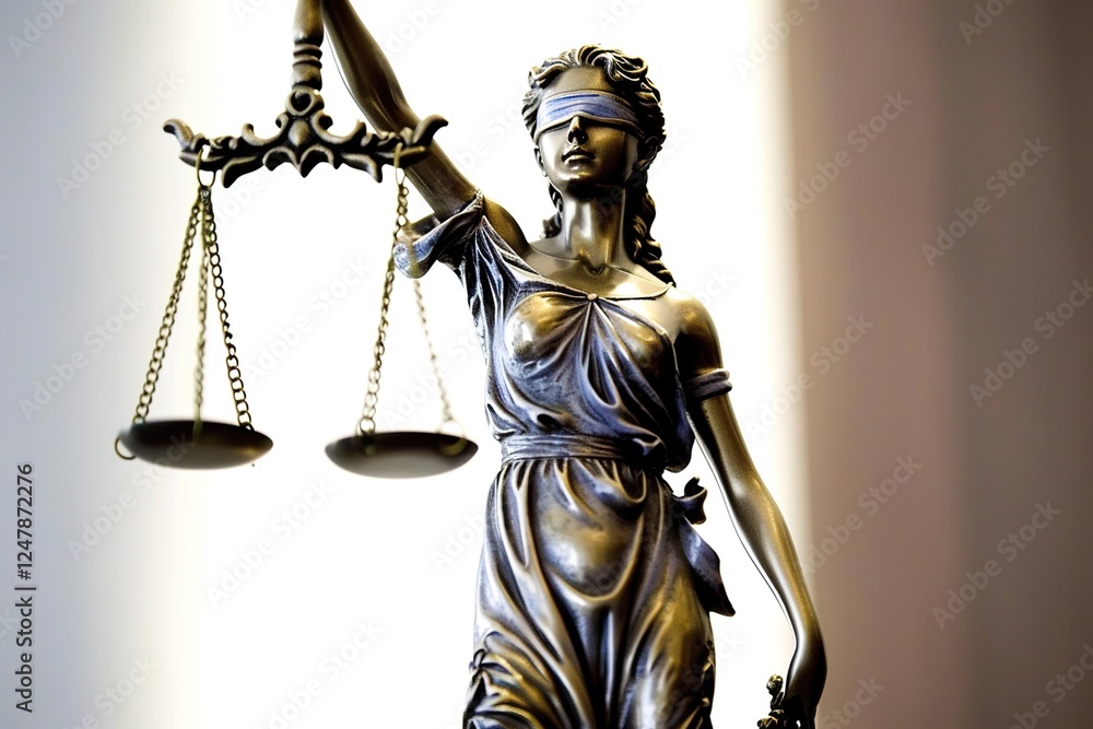 Statue of justice Goddess Themis on blurred background. Symbol of law. With copy space. Statue of justice Goddess Themis on blurred background. Symbol of law. With copy space.