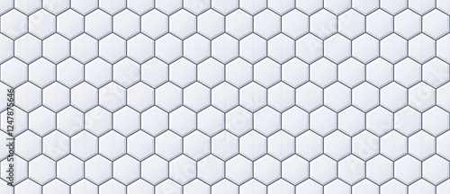 Seamless hexagon tile pattern. Honeycomb ceramic tiled texture for bathroom wall, kitchen floor, pool surface. Repeating mosaic grid background. Repeated light grey wallpaper. Vector backdrop