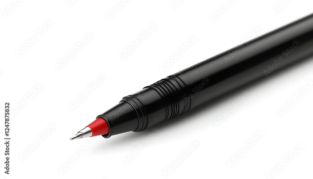 Closeup black pen tip on white background Closeup black pen tip on white background