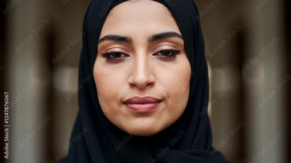 Woman in hijab, serious expression. Woman in hijab, serious expression.