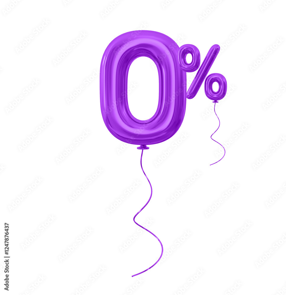 0 Percent Off Purple Balloon 3d Number 0 Percent Off Purple Balloon 3d Number