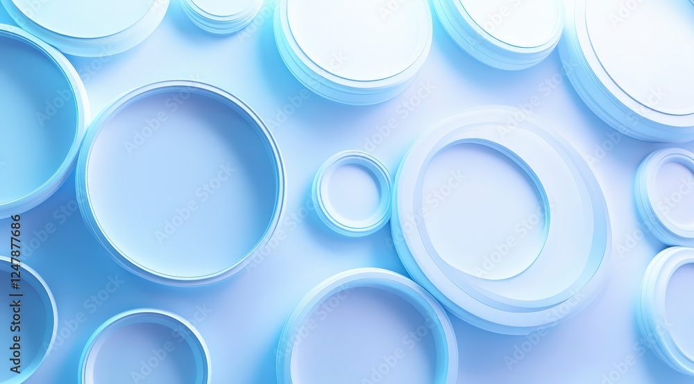 Abstract Composition of Circular Shapes with Soft Blue Tones Abstract Composition of Circular Shapes with Soft Blue Tones