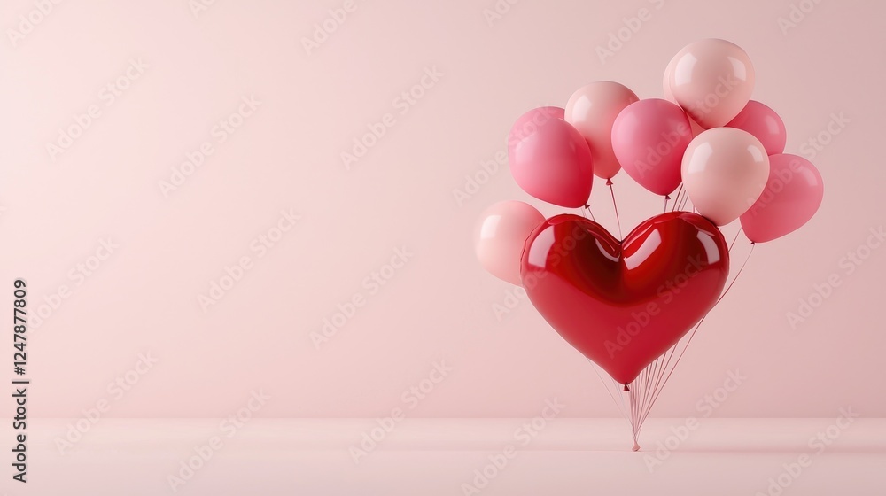 3D red heart balloon with pink accents, perfect for Valentine’s Day celebrations, romantic event decor, or love-inspired marketing designs 3D red heart balloon with pink accents, perfect for Valentine’s Day celebrations, romantic event decor, or love-inspired marketing designs