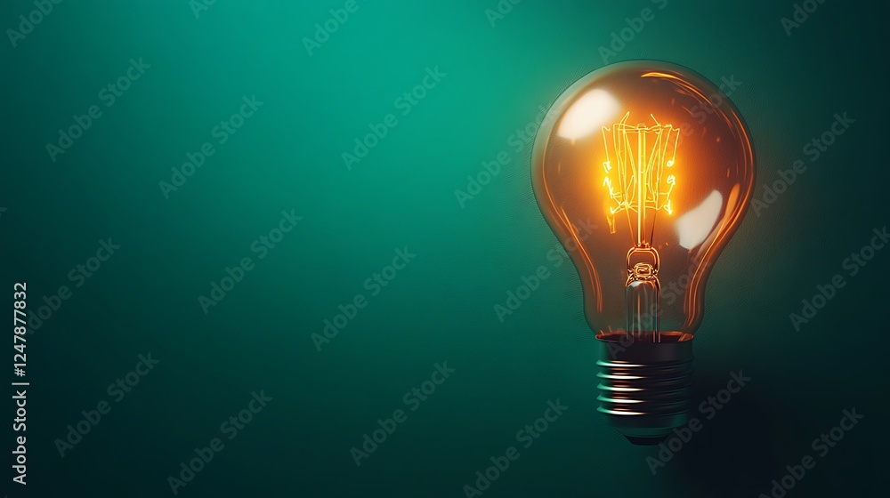 Light bulb on a green background, Light bulb on a green background,