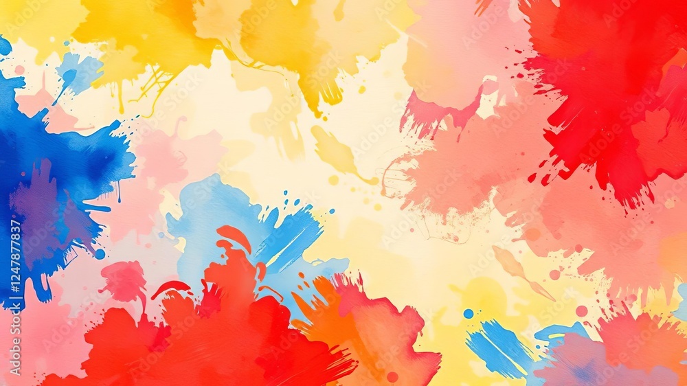Obraz premium Abstract red watercolor background with organic shapes and gradients, artistic, backdrop, paint
