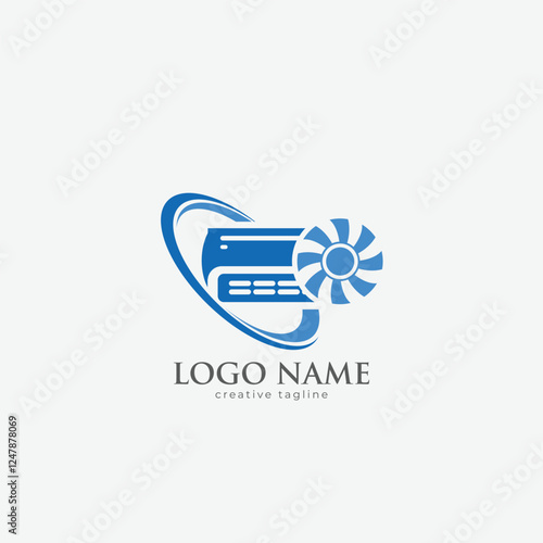 Air conditioning company logo, ac service, air conditioning, heat pumps,  air conditioning logo,  frost fully editable vector template