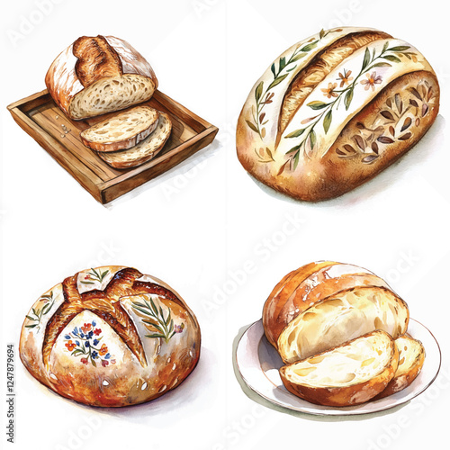 Bread Set Clipart Vector Illustration