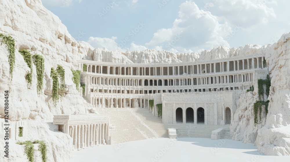 Fototapeta premium Massive Carved Temple Complex Amidst Deep Rocky Landscapes